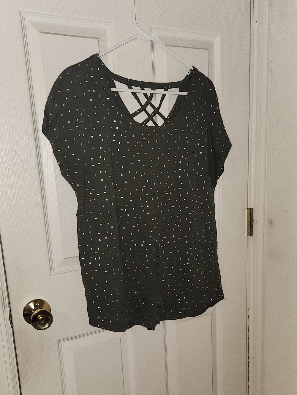 Women’s Black Short Sleeve Top with Gold Stud Detail